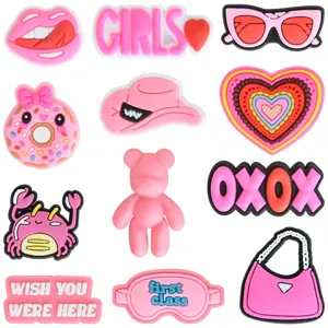 Pink PVC shoe charms set cute bag accessories decorative charms for summer beach bags