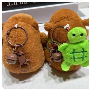 Süßer Capybara Plüsch Schlüsselanhänger mit Schildkröten Rucksack, weiche Stofftier Tasche.