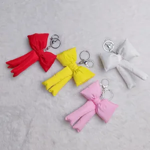 Cute fabric bowknot keychain plush bag charm multi-color aesthetic key ring accessory