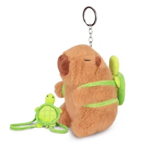 Schattig Kapibara Pluche Speelgoed Sleutelhanger Zacht Gevuld Dier Tassenhanger Cartoon Schildpad Konijn Aardbei Hoed Sleutelhanger Cadeau