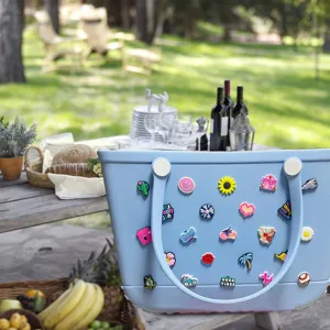 Waterproof beach tote bag with cute charms, large EVA rubber travel bag for summer.