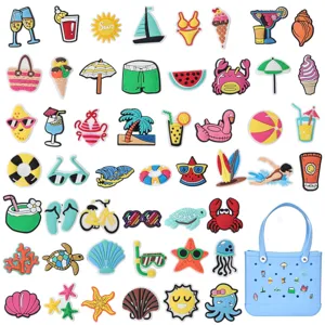 Summer beach bag charms set, PVC decorative accessories for cute tote bags and sandals.