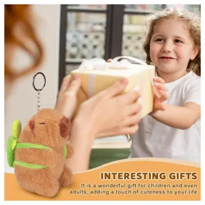 Schattige capybara pluche sleutelhanger met rugzak, zacht knuffeldier speelgoed voor cadeau.