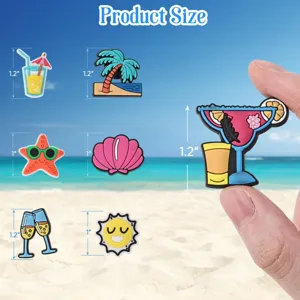 Summer beach PVC charms detail view showing various cute accessory dimensions clearly