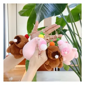 Cute capybara plush keychain bubble blowing design fluffy backpack charm soft toy gift