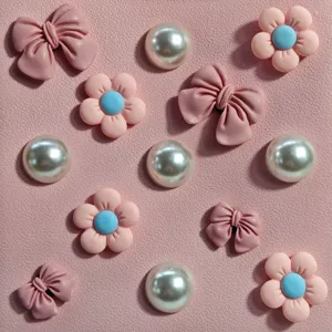 Simpatici accessori fiocco fiore perla rosa per borsa da spiaggia EVA dettagli DIY.