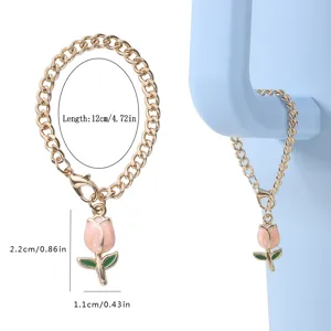 Gold Cup Chain Tulip Pendant Cute Bag Charm Aesthetic Stanley Accessories Gift 12cm