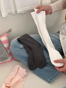 Basic white mid-calf socks for women, spring summer breathable ribbed combed cotton socks.