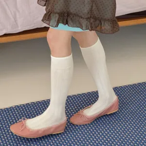 Women's Casual Combed Cotton Mid-Calf Socks Solid Color Vertical Striped Breathable Spring Summer Fashion Hosiery