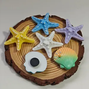 Ocean series hole bag accessories set, colorful starfish and seashell charms with snap buttons.