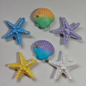 Cute colorful ocean starfish and seashell charms for beach bags resin accessories
