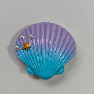 Ocean series seashell hole bag charm with pearls and starfish, cute DIY bag button accessory.