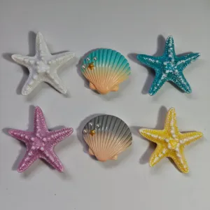 Ocean series hole bag charms seashell starfish accessories cute resin decoration set of 6 pcs