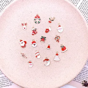 Christmas alloy enamel charms DIY jewelry making pendants cute Santa snowman tree accessories