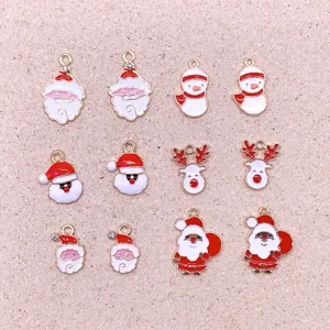 Christmas Alloy Pendant DIY Handmade Jewelry Accessories Santa Snowman Elk Charms For Earrings Hair Ornaments Craft