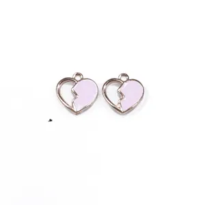 DIY lega ciondoli cuore rosa charms per orecchini fatti a mano accessori per creazione gioielli