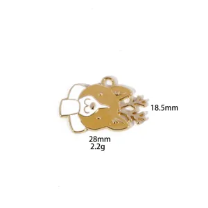 Close-up detail of the cute corgi alloy enamel pendant with snowflake design for DIY jewelry.