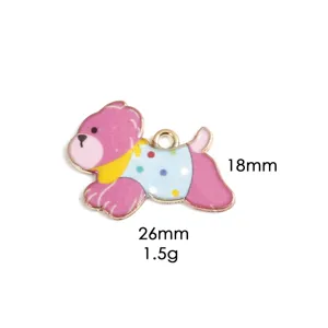 Süßer Cartoon Hund Zinklegierung Charm Anhänger für DIY Halskette Schmuck Zubehör 26x18mm