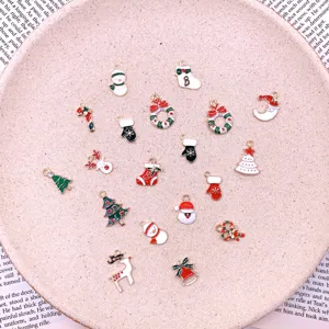 Christmas alloy enamel charms DIY jewelry making pendants for earrings hair accessories set