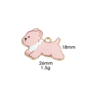 Süßer rosa Cartoon Hund Legierung Anhänger für DIY Halskette Schlüsselanhänger Schmuck Zubehör.