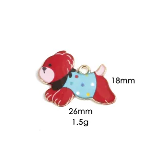 Zinklegierung süßer Cartoon Hund Anhänger DIY Halskette Schlüsselanhänger Accessoire 26x18mm