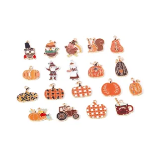 Thanksgiving enamel charms zinc alloy pumpkin turkey owl DIY jewelry pendants craft supplies