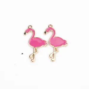 DIY Alloy Flamingo Enamel Pendant Charm Cute Animal Jewelry Making Accessories For Earrings Necklace Bracelet Craft