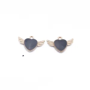 Alloy pearl heart wings charm pendants for DIY earrings necklace jewelry making parts.