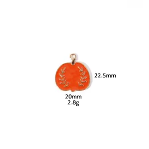 Thanksgiving pumpkin enamel alloy pendant DIY necklace keyring accessory detail view.