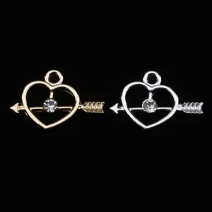 Heart Arrow Rhinestone DIY Alloy Charm Pendant Keychain Jewelry Making Accessories Gift