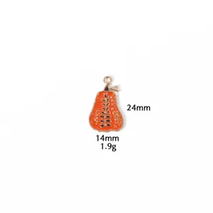 Thanksgiving pumpkin enamel alloy pendant DIY jewelry charm accessory measuring 24x14mm.