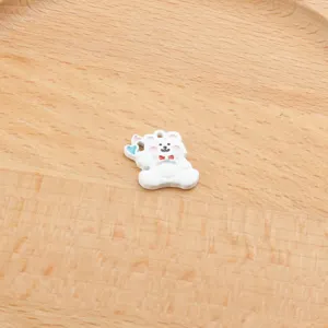 Enamel heart bear alloy charm pendant for DIY bracelets and keychains, cute accessory.