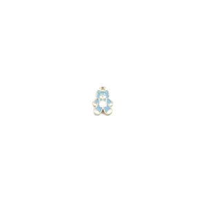 Cute blue enamel teddy bear alloy charm pendant for DIY jewelry making necklace keychain.