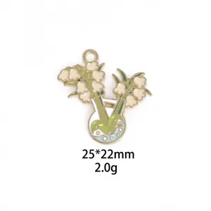 Pendentif charm fleur émail alliage tube à essai pour bracelet et collier bijoux DIY.