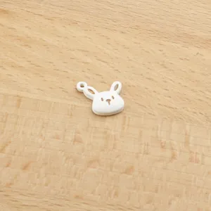White bunny alloy charm detail shot, perfect for DIY bracelets and keychain accessories crafting.