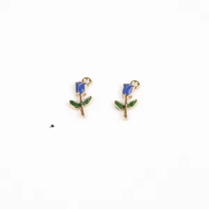 Ciondoli fiori smaltati in metallo fai da te accessori gioielli rosa blu artigianato