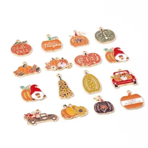 Autumn Thanksgiving pumpkin enamel charms alloy DIY pendants for necklace bracelet keychains