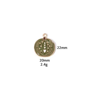 Green pumpkin metal charm pendant DIY jewelry accessory 20x22mm lightweight craft finding