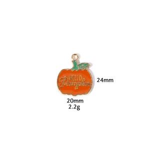 Enamel pumpkin charm pendant diy accessory for thanksgiving necklace keychain jewelry making
