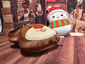 Weihnachten Plüschkissen süßer Rentier und Schneemann Kissen weiches Sofa Spielzeug Deko