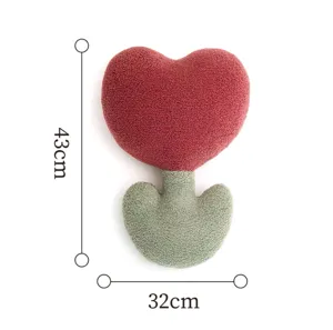 Süßes tulpenförmiges Plüschkissen Teddyfleece dekoratives Kissen für Sofa und Bett 43cm
