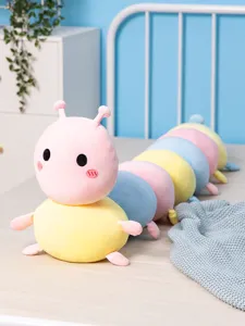 Süße bunte Raupe Plüschtier Kissen langes Stofftier für Mädchen Schlafzimmer Bett schlafen
