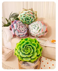 3D Sukkulente Pflanze Kissen Plüschtier Realistische Grüne Blume Deko Detail Ansicht
