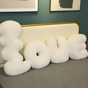 Style Nordique Onde Lettre Fleur Coussin Peluche Salon Chambre Sofa Coussin Décoratif Doux