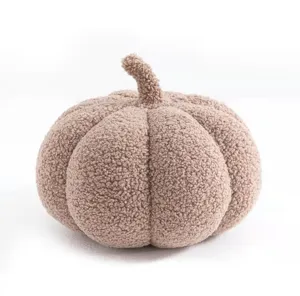 Nordic style cute plush pumpkin throw pillow, soft sherpa sofa cushion and home decor toy.