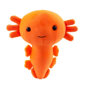 Cute orange axolotl plush toy soft stuffed animal doll wonderful birthday gift for kids and babies