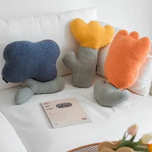 Niedliches Tulpen Blumen Pluesch Kissen Teddy Fleece deko Sofa Kissen gemuetlich