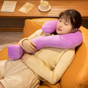 Ergonomisches fragezeichenförmiges Nackenkissen, weiches Plüschkissen für Sofa, Reisen und Zuhause.
