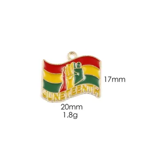 Juneteenth festival metal enamel charm pendant DIY necklace keychain jewelry accessories