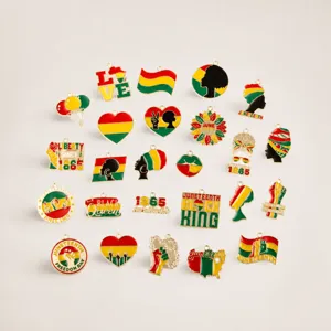 Zinc Alloy Juneteenth Theme Charms Enamel Metal Pendants For DIY Necklace Keychain Jewelry Making Accessories